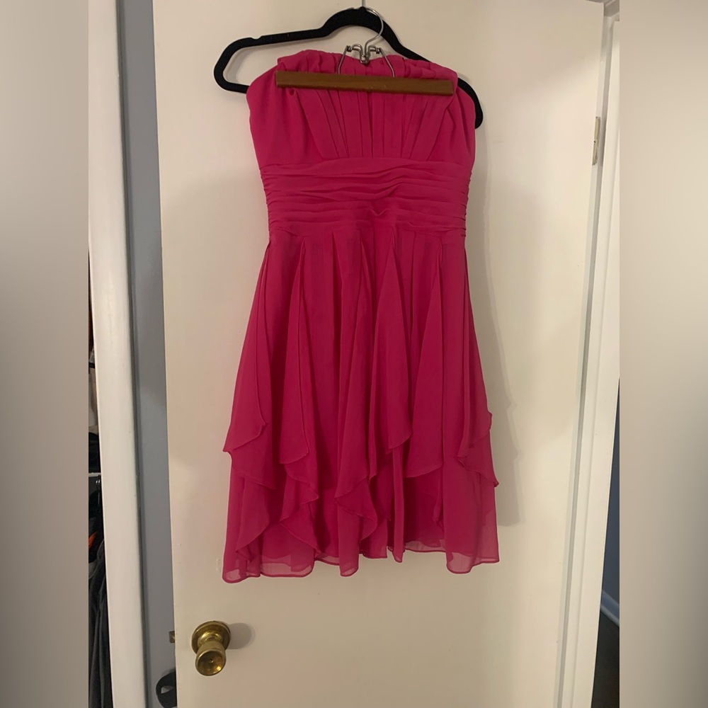 DAVIDS BRIDAL + Pink + Strapless Dress + Sz 6